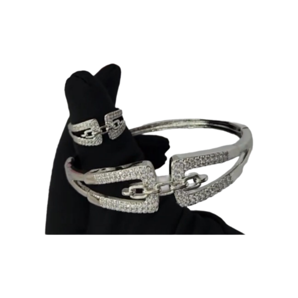 Silver bracelet and ring set - Image 2