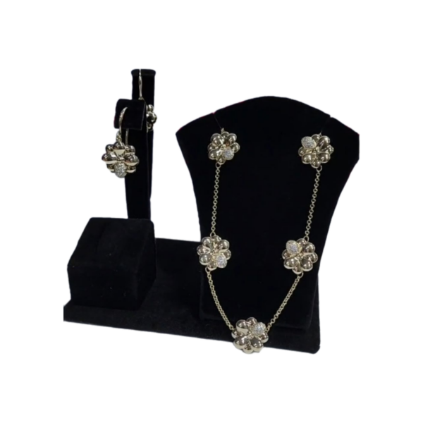 Gold plated flower necklace and earring set