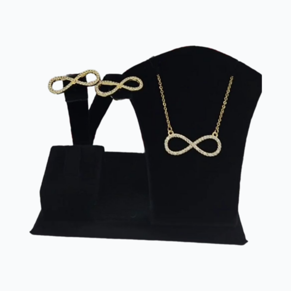 Infinity gold-plated earring and necklace set