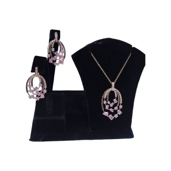 Rose gold plated earring and necklace set