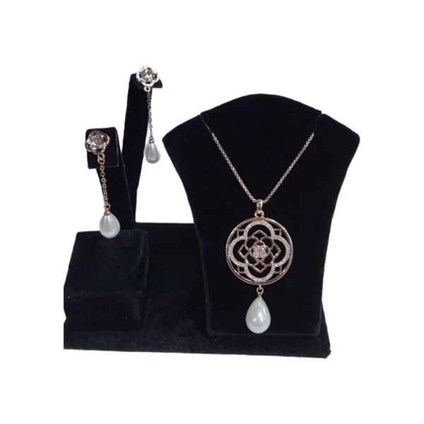 Rose gold earring and necklace set cz