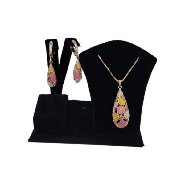 Gold plated earring and necklace set wt opal stones