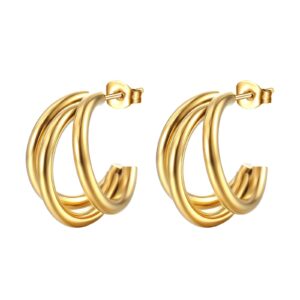 Triple layered circular earrings