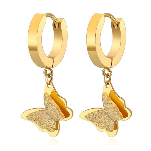 Gold drop butterflies earrings