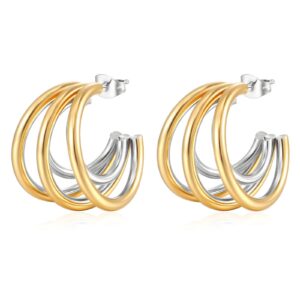 Silver and gold round earrings