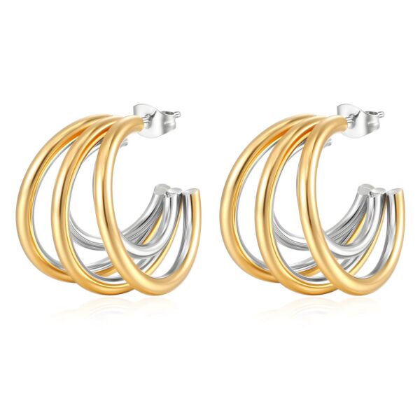 Silver and gold round earrings