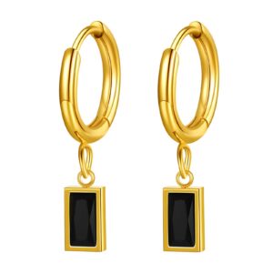 Gold black cubic drop earrings