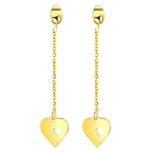 Stud heart drop earrings