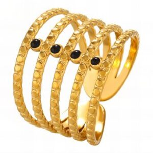 Multi row gold plated ring