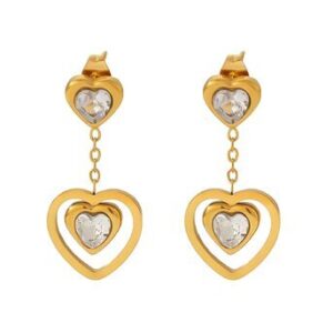 Gold heart cubic earrings